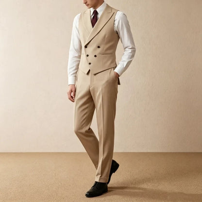 Men's 2-Piece Vest and Pants Suit Set – Slim Fit Double-Breasted Waistcoat for Wedding & Formal Wear