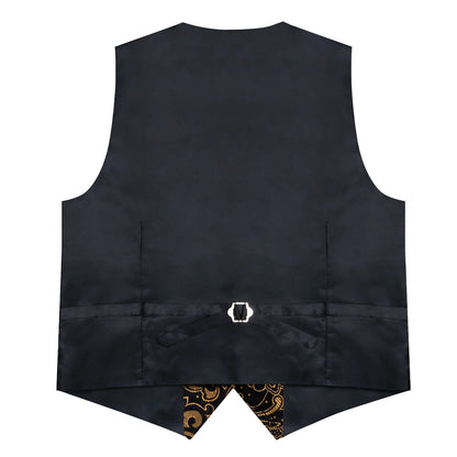 Men's Paisley Suit Vest – Single-Breasted Waistcoat with Tie, Handkerchief & Cufflinks for Weddings & Banquets