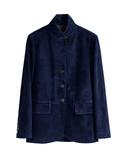 Men's Casual Blazer Maillard style Jacket Long Sleeve Solid Color Single Breasted Button Fashion Sport Coats Autumn Winter