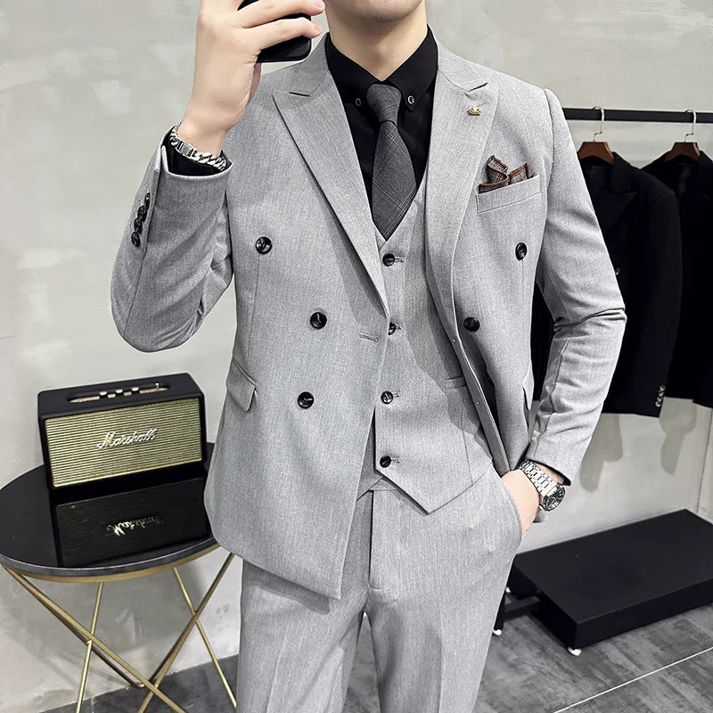 Men's 3-Piece Formal Suit Slim Fit Blazer Vest Pants for Wedding Business Smart Casual