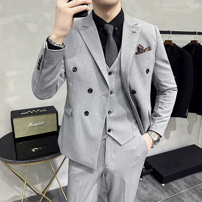 Men's 3-Piece Formal Suit Slim Fit Blazer Vest Pants for Wedding Business Smart Casual