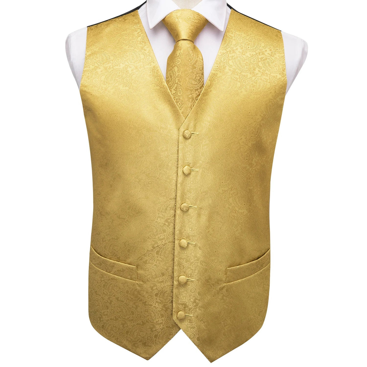 Men's Floral Paisley Vest and Tie Set – Formal Waistcoat with Necktie and Pocket Square for Weddings and Business Events