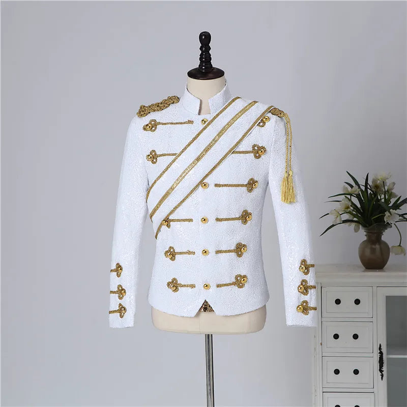 Blazer Sequined Performance Outfit for Outdoor Casual Male Banquet Guest Band Rock Singer Clothing Stand-up Collar Men's Blazer