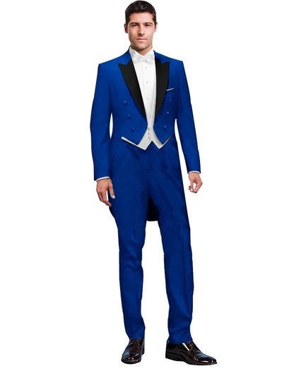 Costume 3 Pièces Solide pour Homme, Smoking de Mariage, Blazer Long, Garçon d'Honneur, Bal de Promo, Costume Masculin Tendance (Veste+Gilet+Pantalon)