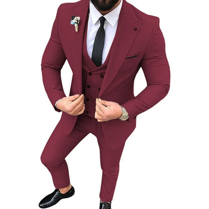 Ensemble de 3 costumes de smoking pour homme avec blazer, gilet simple boutonnage et pantalon pour mariage et occasions professionnelles décontractées