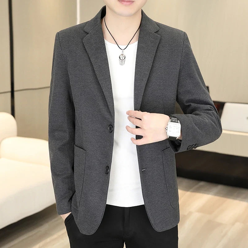 Blazer Men Business Gentleman Leisure Korean Wedding Fashion Trend, Slimming, Versatile, High-end Casual, High-end Woolen Blazer
