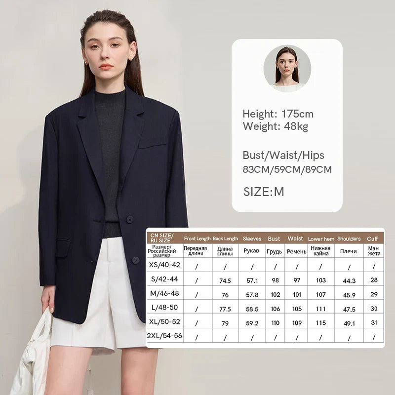 Women's Jacket 2025 Autumn New Commuter Elegant Solid Loose Top Women Long Sleeves Single Breasted Blazer Ladies 12553060