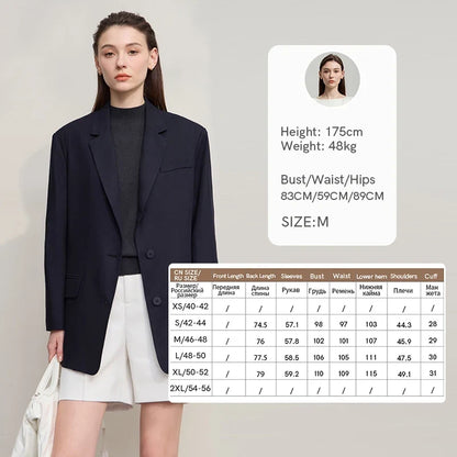 Women's Jacket 2025 Autumn New Commuter Elegant Solid Loose Top Women Long Sleeves Single Breasted Blazer Ladies 12553060