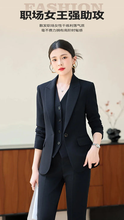 Fashionable professional women's two-piece pant+ suit jacket. Sophisticated elegant, slim fit comfortable. 2025 new style