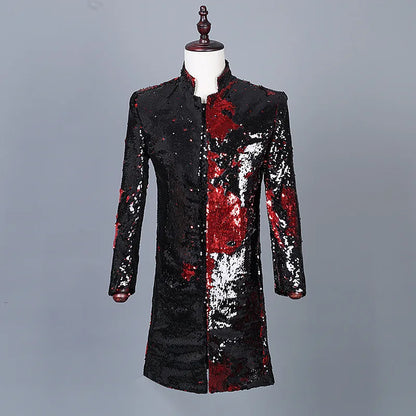 Fashion Velvet Sequin Men Suit Coat Evening Banquet Shiny Slim Fit Jacket 1 Piece Stage Performance Stylish Classic Costumes LH