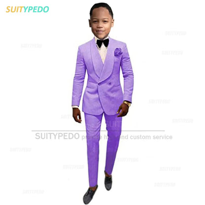Suit For Kids Boys Baptism Formal Costume Children Birthday Photography Jacket Pants 2 Pieces Wedding Party Flower Boy Tuxedo
