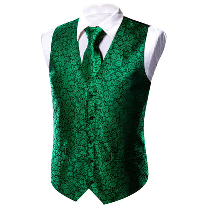 Men's Vest Embroidered Paisley Floral Waistcoat for Formal and Casual Wear — Green, Blue, Silver, Gray, Gold, Pink