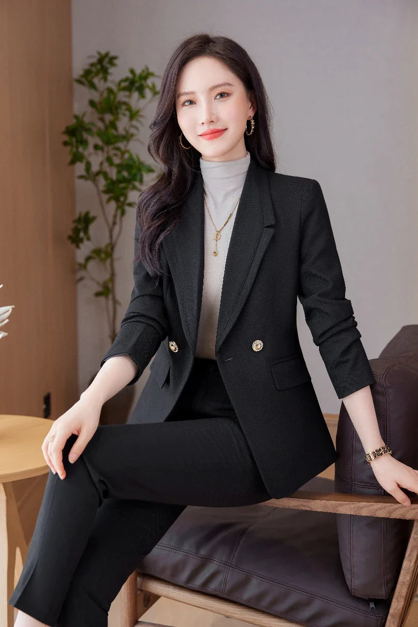 Professional Long-Sleeved Trouser Suits for Women, Fashionable Trousers, High Quality, Show, Elegant, New, Autumn and Winter
