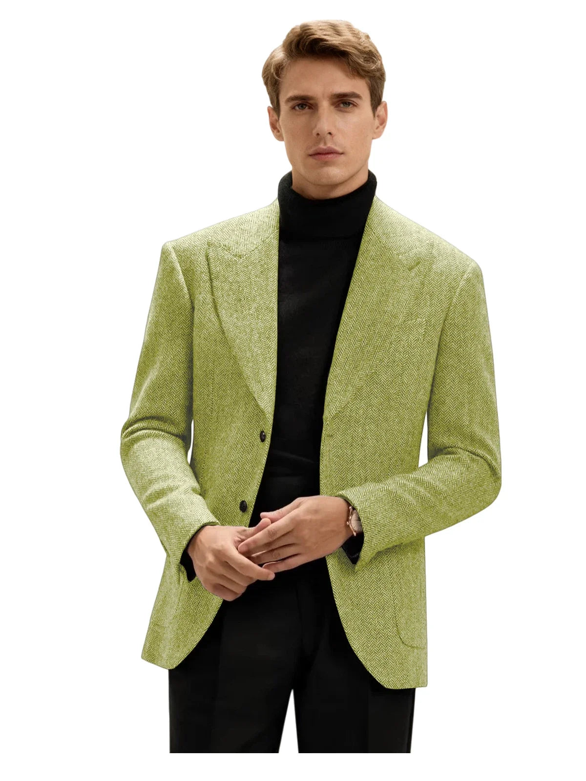 Classic Italian Men's Suit Jacket, Single Breasted, Autumn Winter Retro Warm Suit Men Herringbone Business Casual Men's Clothing