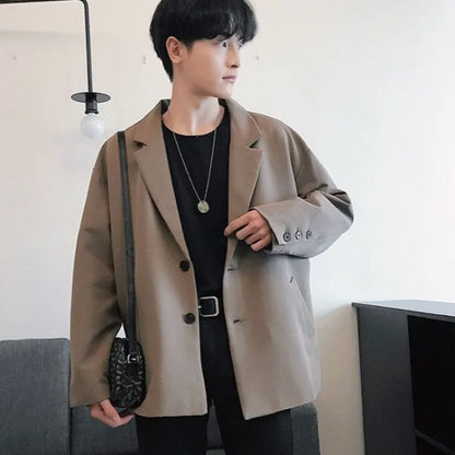 Men's Spring Korean Style Retro Blazer Ins Trendy Hong Kong Style Cool Jacket Viral Vintage Casual Suit Outerwear New