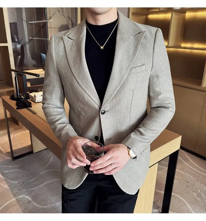 Men's Blazer Single Breasted Slim Fit Korean Style Casual Suit Jacket