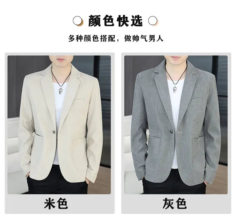 Blazer's New Men's Fashion Outdoor Travel Camping Youth Wedding Hosting Campus Slimming Casual Solid Color Korean Version Blazer