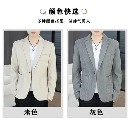 Blazer's New Men's Fashion Outdoor Travel Camping Youth Wedding Hosting Campus Slimming Casual Solid Color Korean Version Blazer