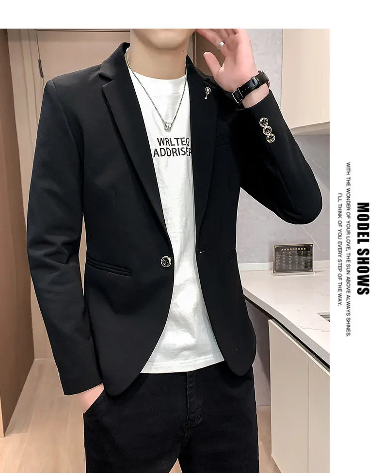 Blazer Outdoor Men's Velvet Fashion Business Korean-style Travel Wedding Solid Color Slimming Casual High Formal Wear Blazer
