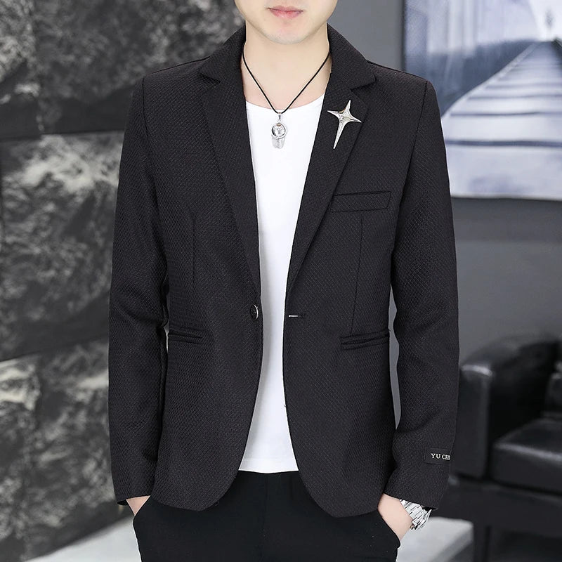 Men's Slim Fit Fashionable Hair Stylist Little Blazer Autumn 2026 New Arrival Trendy Small Jacket for Younger Men