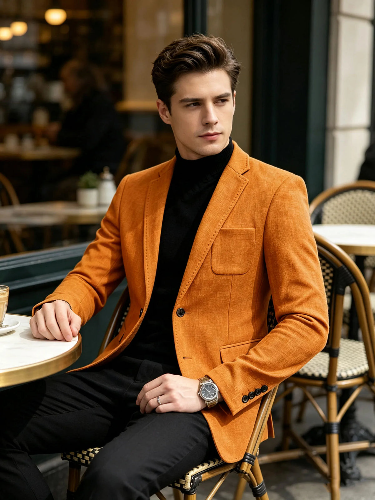 Cotton Linen Blend Men Suit Blazer Slim Fit Breathable Soft Man Jacket For Business Wedding Office Daily Vacation Outdoor Coat