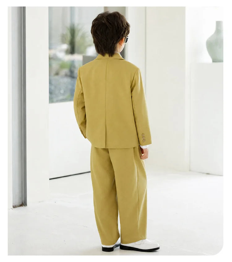 2026 New Flower Boys Wedding Dress Kids Birthday Party Outfit Children's Piano Host Speech Performance Costume