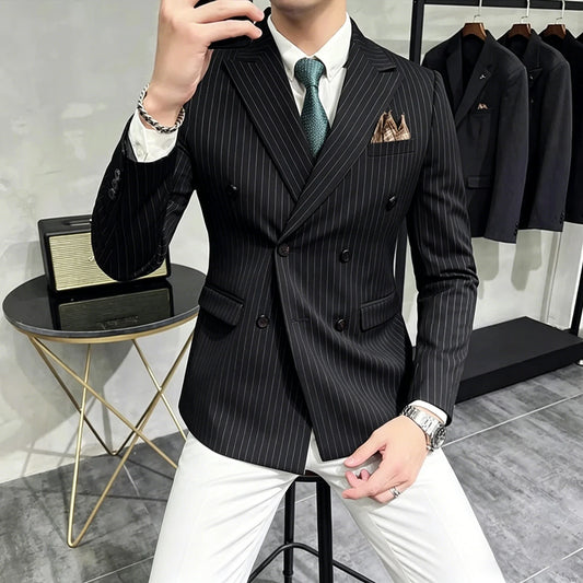 Men's Double Breasted Blazer – Formal Wedding & Business Jacket