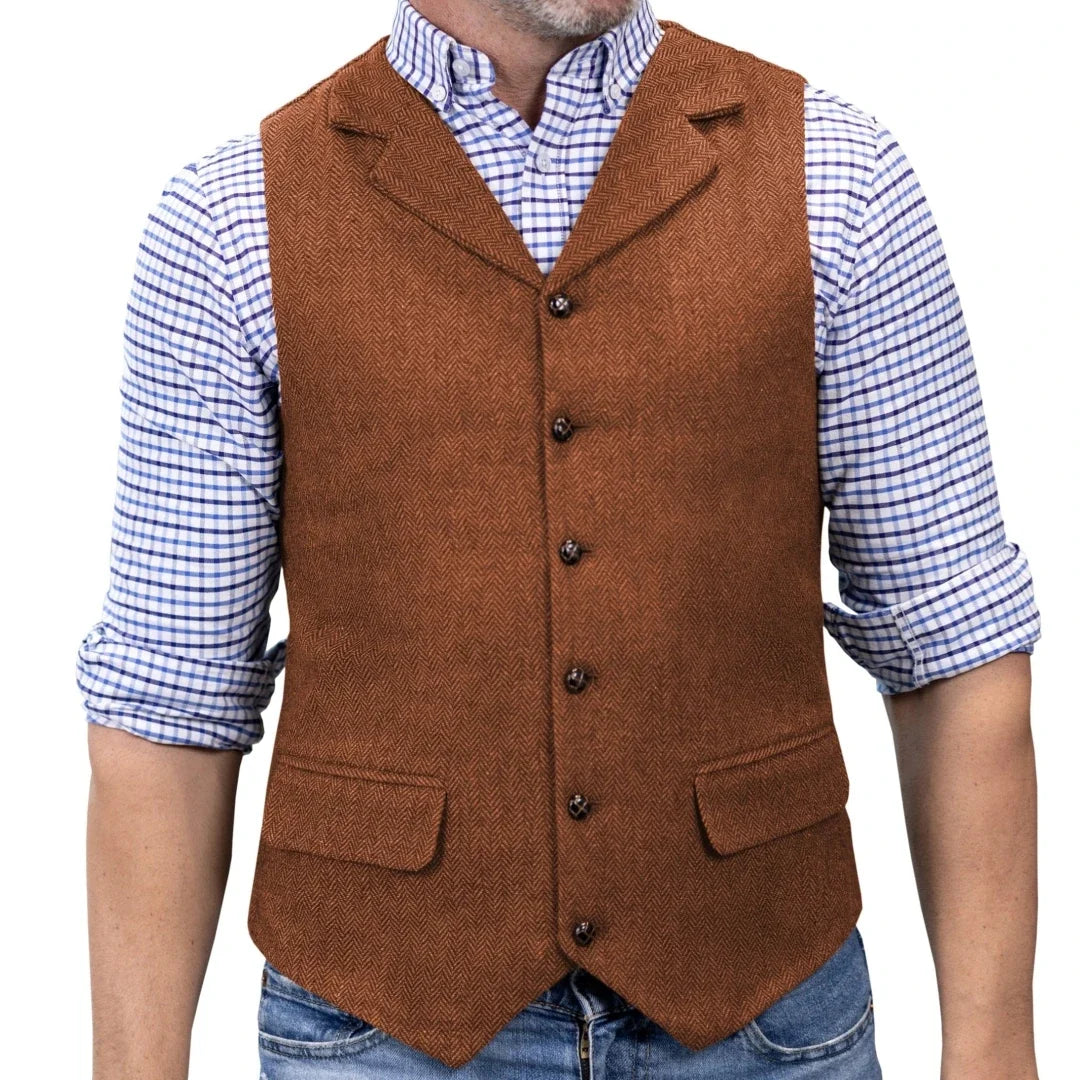 Men's Formal Vest | Single Breasted Lapel Waistcoat for Weddings & Business