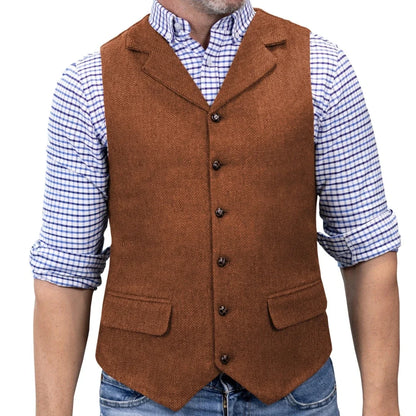 Men's Formal Vest | Single Breasted Lapel Waistcoat for Weddings & Business
