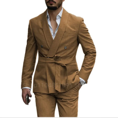 Slim Fit Shawl Lapel Men's Wedding Suits 2 Piece Formal Business Groom Wear Fashion Style Blazer Pants Tuxedos Costume Homme