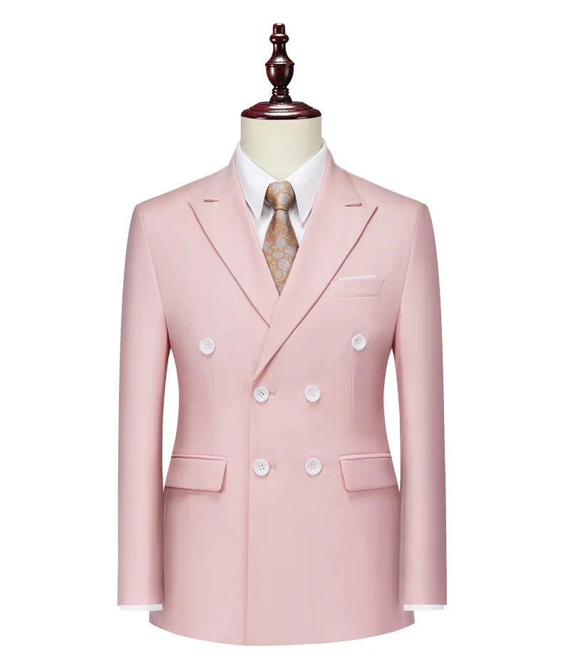 Male Blazer Men's Fashion Business Handsome British Style Casual Slim Solid Color Wedding Work Four Season Style Blazers M-6XL
