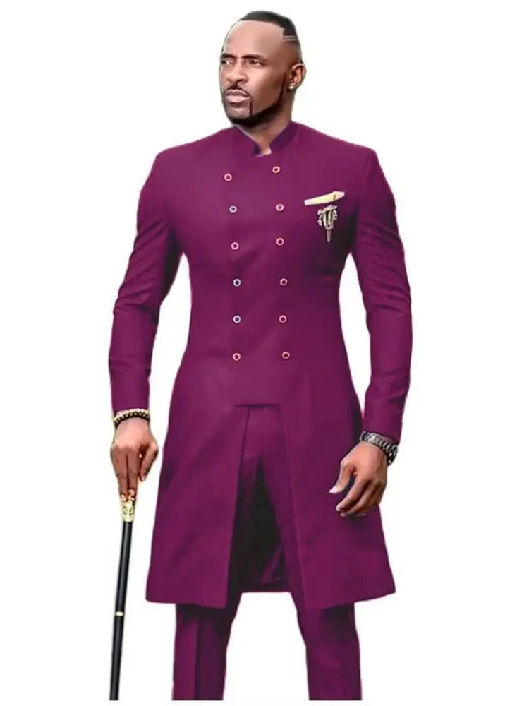 Classic Black Men Suit Slim Fit New Luxury African Style Wedding Tuxedos for Men Fashion Dinner Party Jacket Pants 2 Pieces Set