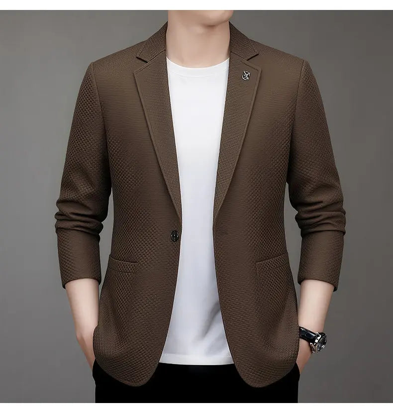 Men's Slim Fit Plaid Blazer for Weddings, Business & Casual Wear – Single Breasted