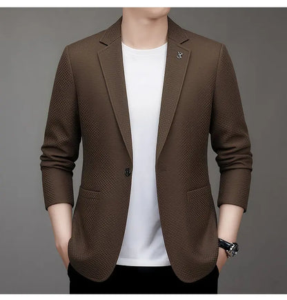 Men's Slim Fit Plaid Blazer for Weddings, Business & Casual Wear – Single Breasted