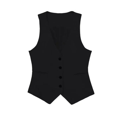 Women's Vest Tops 2024 Cropped Sleeveless Suit Vest Office Casual White Black Vest For Women Summer Formal Vests Woman