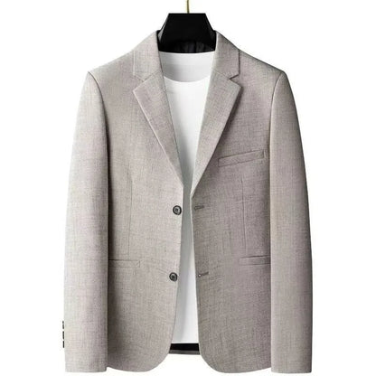 KIDWHXR Man Suit Coat Korean Solid Color Single-breasted Male Blazer Slim Long Sleeve Breathable Business Casual Men Outerwear
