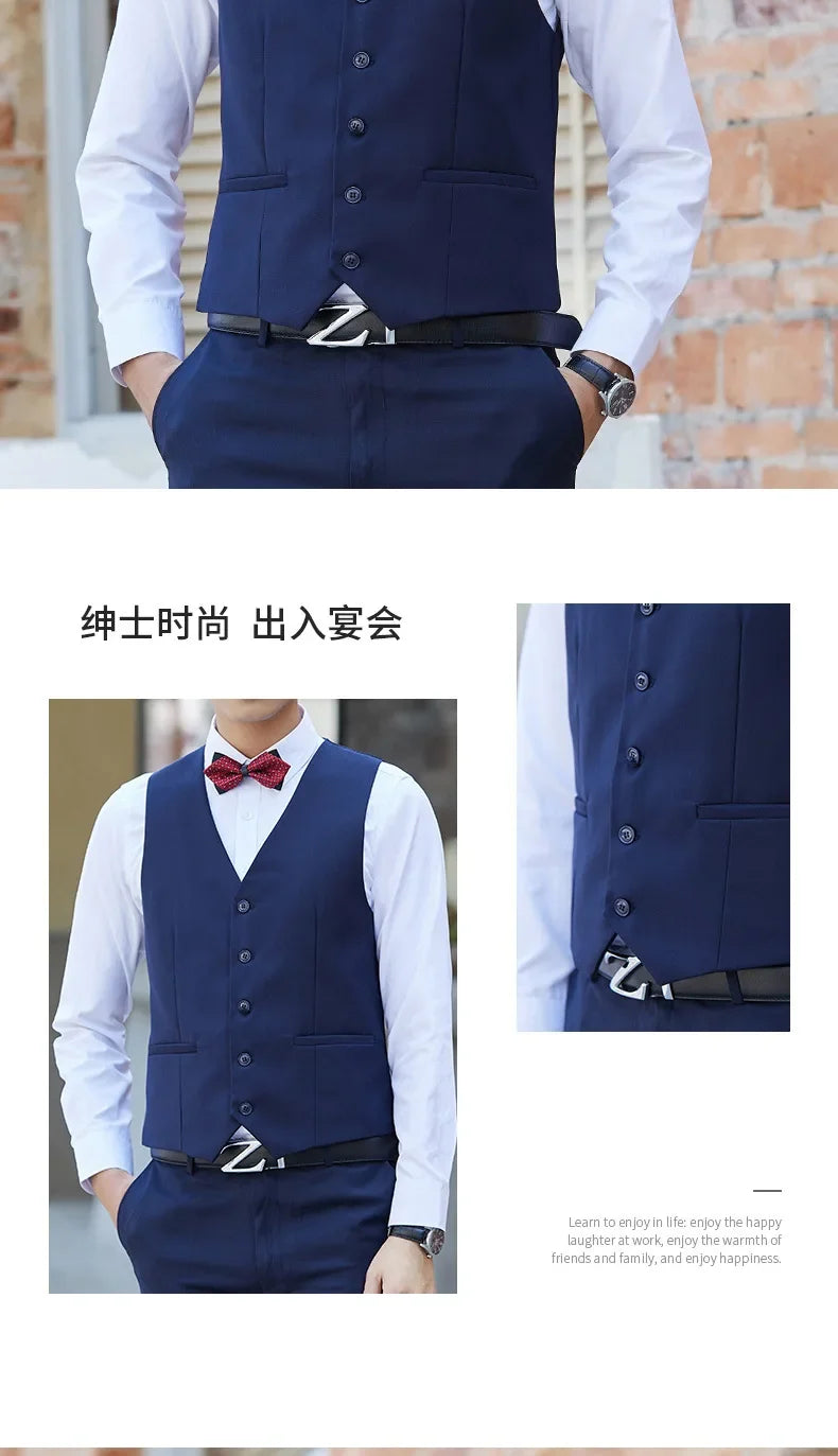 Men's Vest Single Breasted Slim Fit Smart Casual Waistcoat for Wedding & Business