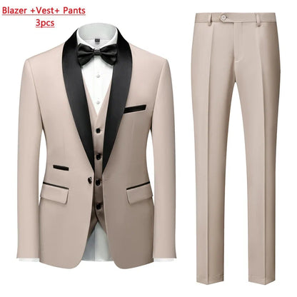 Men's Slim Fit Formal Suit Set – Blazer, Vest & Pants for Weddings & Parties