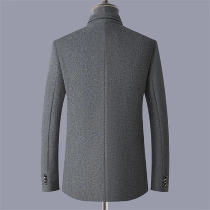 Autumn and winter woolen coats, men's young and middle-aged woolen jackets, stand-up collar woolen overcoats