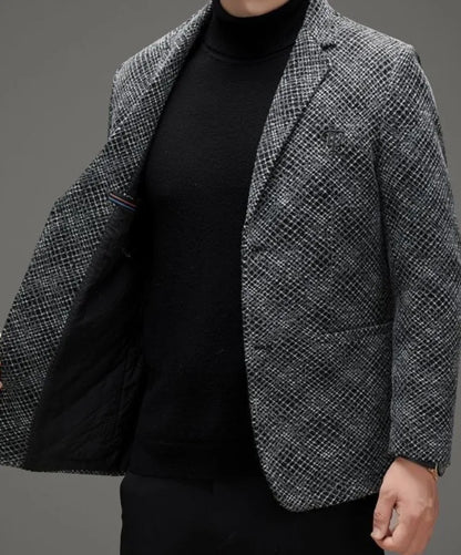 Men's Autumn Winter Thickened Business Casual Blazer Jacket Middle Aged Warm Outerwear