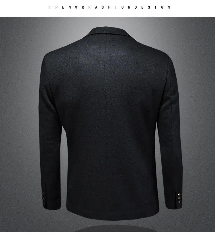 Men's Smart Casual Wool Blend Blazer – Single Breasted Suit Jacket – Black & Coffee