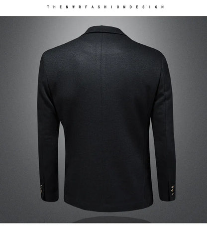 Men's Smart Casual Wool Blend Blazer – Single Breasted Suit Jacket – Black & Coffee