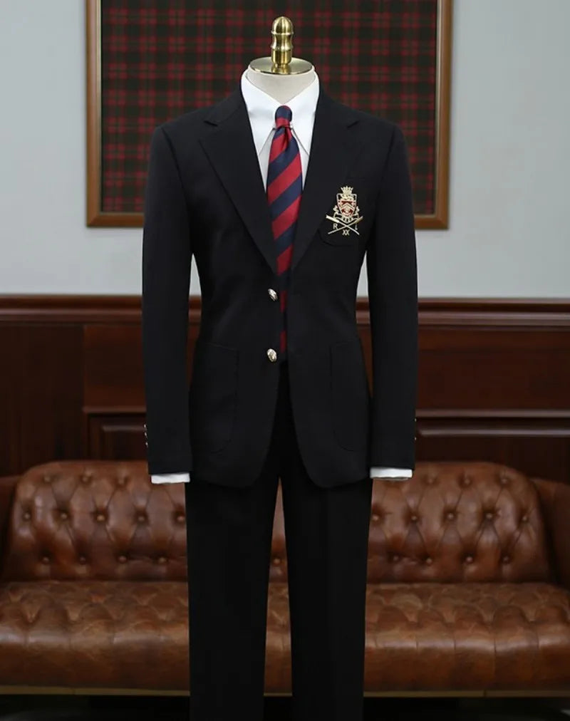 Youthful College Style Mens Blazers Suits Slim Fit Banquet Party Suit Jacket Matching Set Spring Autumn Full Length Pant Outfits