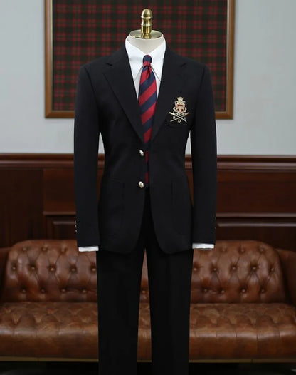 Youthful College Style Mens Blazers Suits Slim Fit Banquet Party Suit Jacket Matching Set Spring Autumn Full Length Pant Outfits