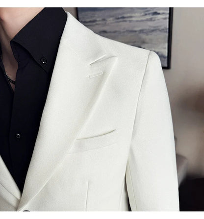 High-end Shiny Business Casual Suit Jacket Men British Style Slim Fit Office Work Men Blazers Wedding Groom Dress Coats 2025