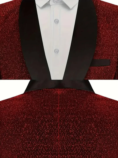 Kids Red Shining Jacket Pants Bowtie 3Pieces Suit Set 1-11Years Boys Formal Wedding Birthday Party Piano Performance Costume