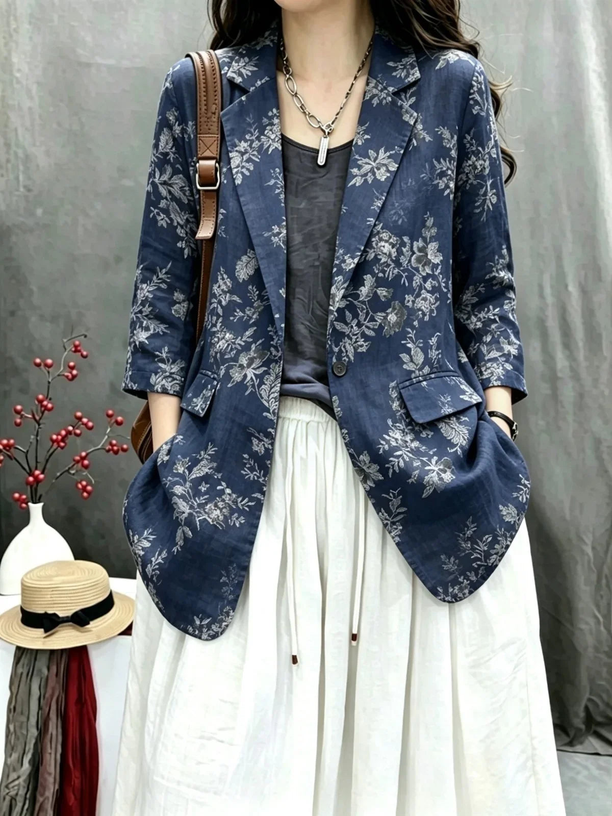 Cotton Linen Women's Summer New Style Retro Loose Personality Fashionable Casual Match Long Sleeve Western Suit
