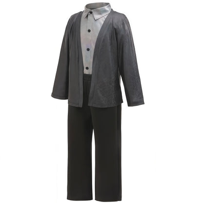 Halloween Carnival Kids Boys Jackson Costume Dancer Singer Stage Outfits 80s Pop Rock Superstar Dress Up Black Suit With Gloves