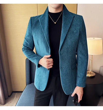 New Chinese Style Stand Collar Fashion Casual Suit Jacket Autumn Winter New Slim Fit Business Formal Social Prom Party Tuxedos
