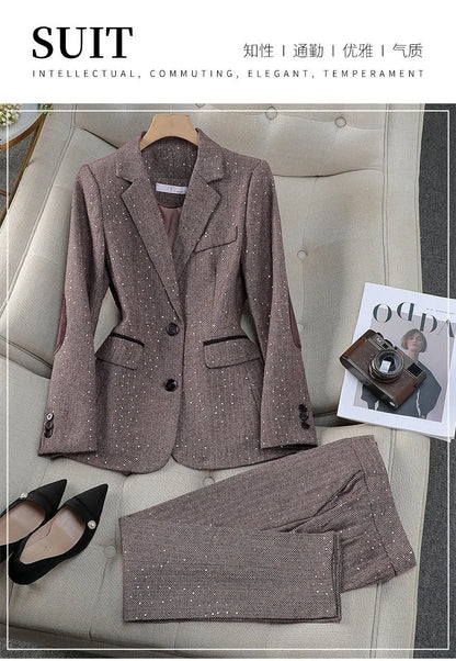 High Quality Fabric Women Business Suits With Pants and Blazer Coat Professional Autumn Winter Office Ladies Pantsuits Blazers